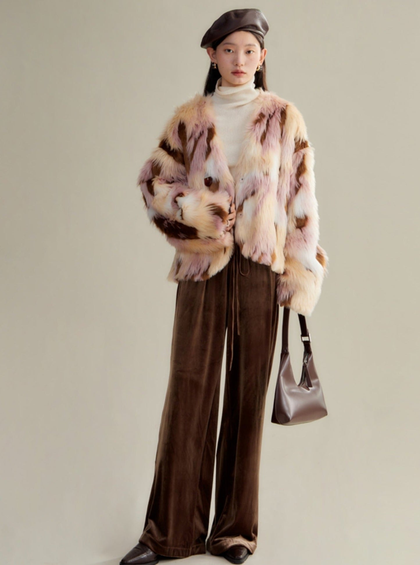 Multi-colored Faux Fur Statement Coat