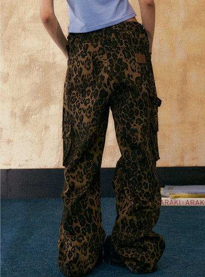 American Retro Leopard Print Pants