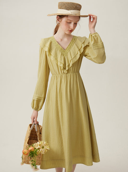 Ruffle Lace Cotton Dress