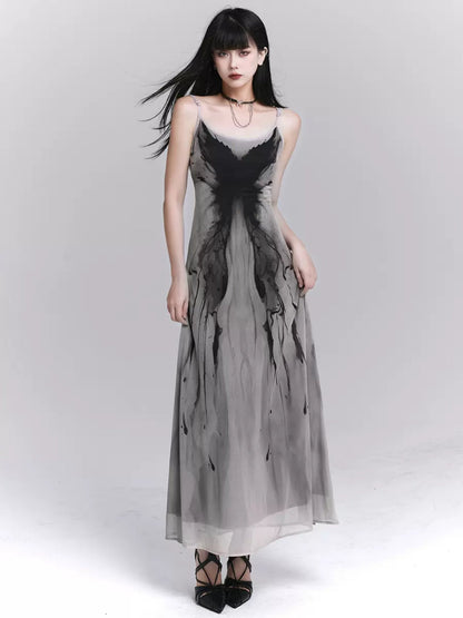 Ethereal Ink Splash Maxi Dress