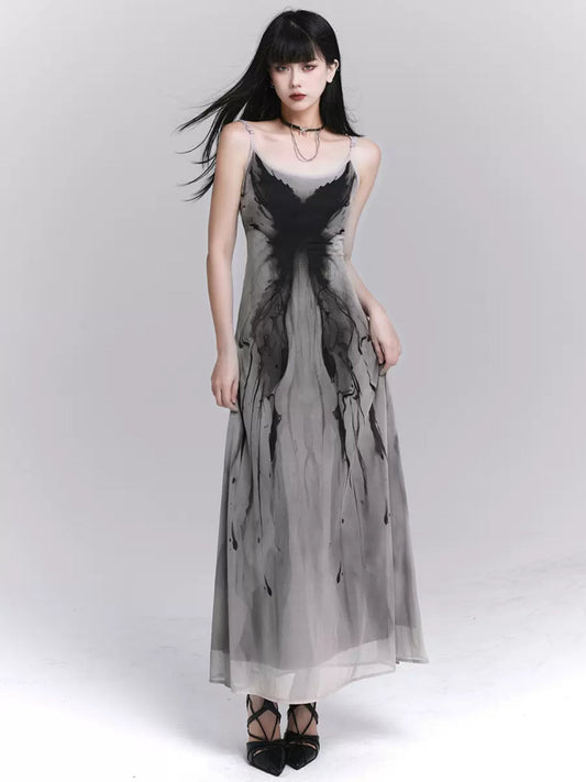 Ethereal Ink Splash Maxi Dress