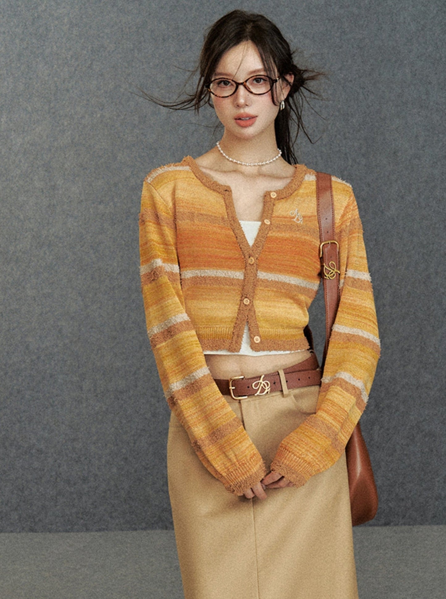Cropped Pastel Cardigan - Sheer Knit Button-up Sweater