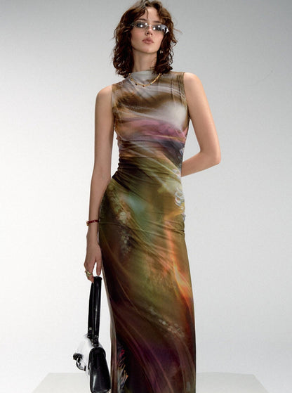 Aurora Borealis Sleeveless Maxi Dress
