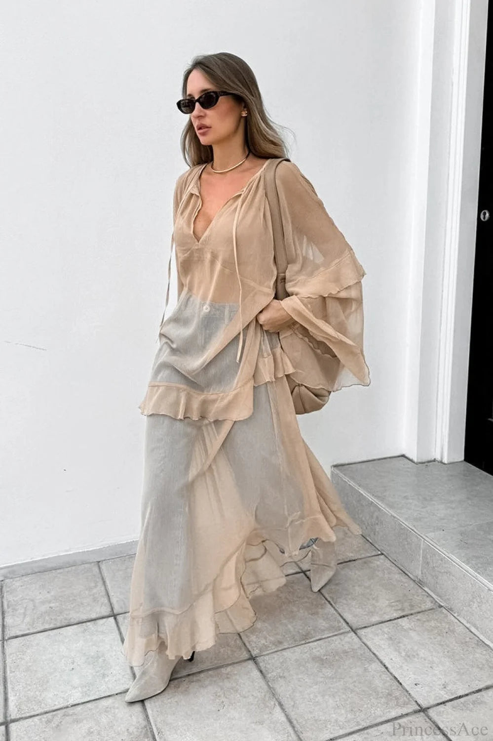 Batwing Sleeve Sun Protection Maxi Dress