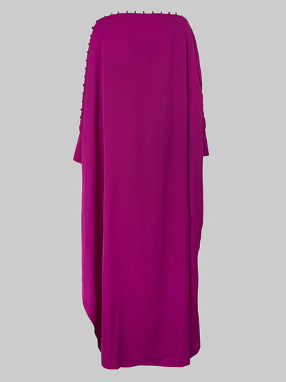H-line Loose Buttoned Color Maxi Dresses