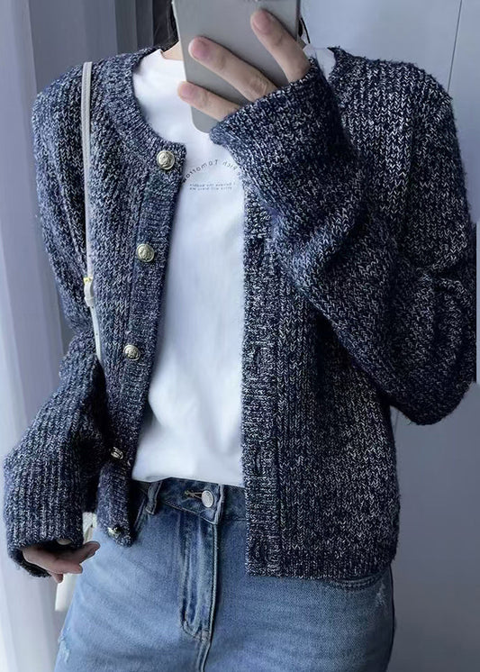 Grey O Neck Button Cozy Wool Knit Cardigans Fall Qx023
