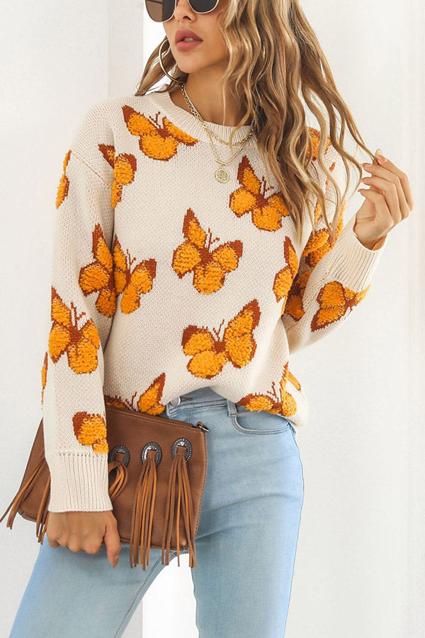 Three-dimensional Butterfly Loose Autumn and Winter Long-sleeved Sweater