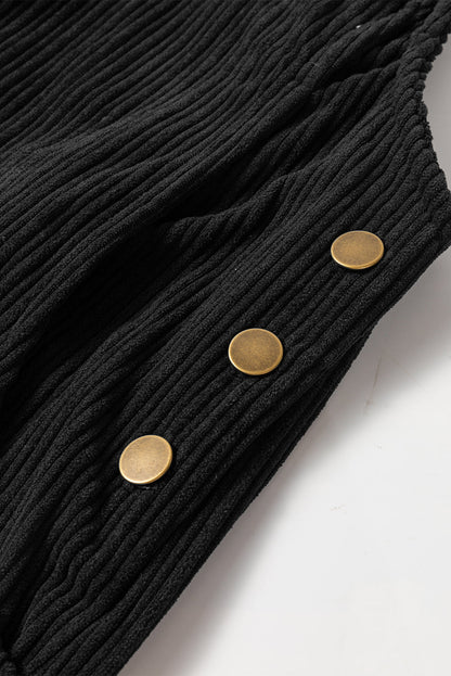 Color Pocketed Corduroy Overall