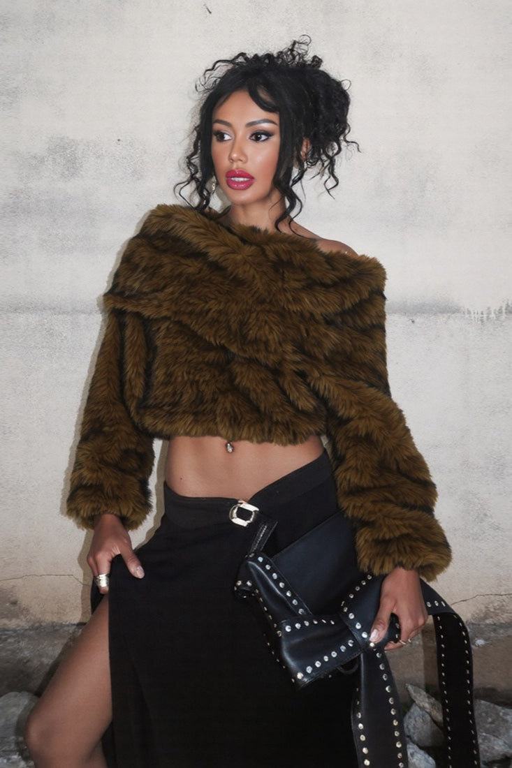 Furry Thick Off-shoulder Coat
