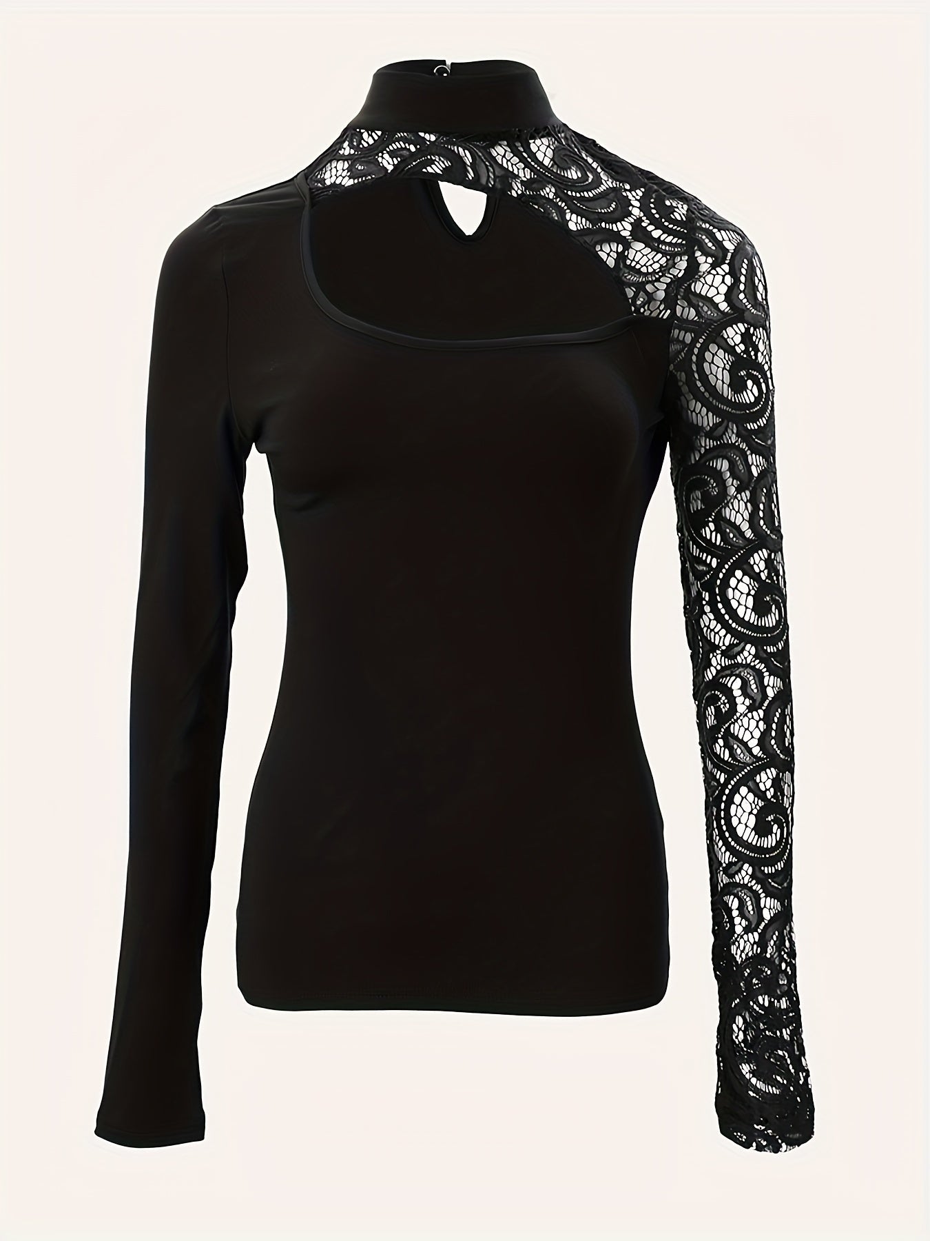 Cutout Lace Stitching T-shirt Rf6521