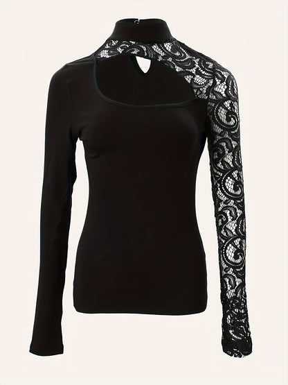 Cutout Lace Stitching T-shirt Rf6521