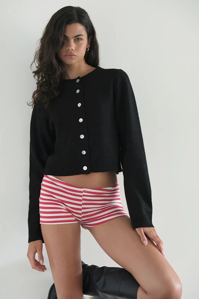 Stripe Skinny Low Waist Shorts