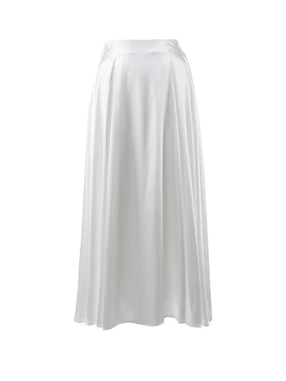 Satin Loose Skirt High Waist Maxi Skirts Classic Long Skirt Female Black Skirt