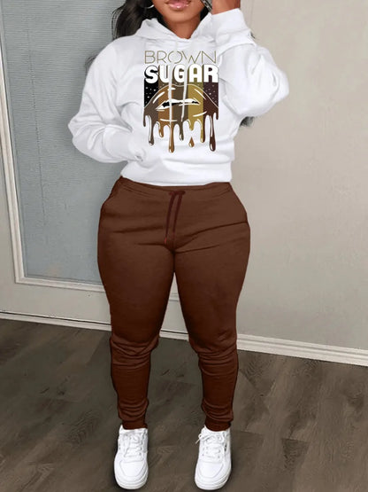 Lips Letter Print Kangaroo Pocket Tracksuit Autumn Winter Long Sleeve Hoodies