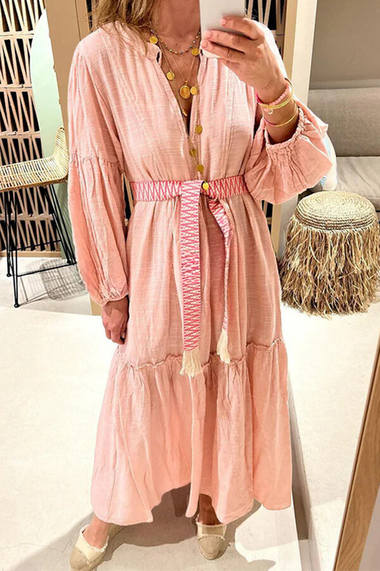 Take Me to Cabo Unique Print Button Loose Shirt Midi Dress