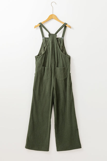 Color Pocketed Corduroy Overall