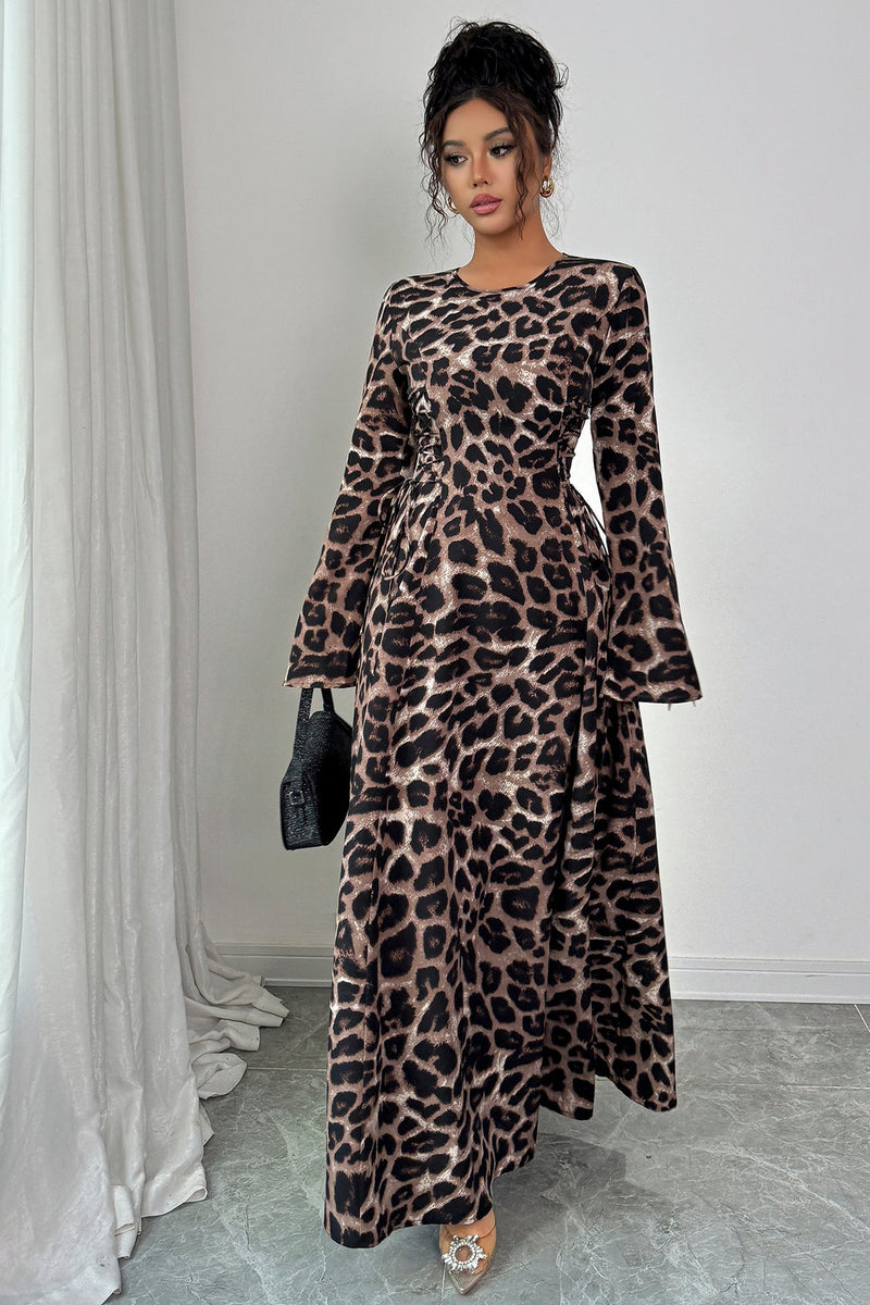 Leopard Long Sleeve Maxi Dress