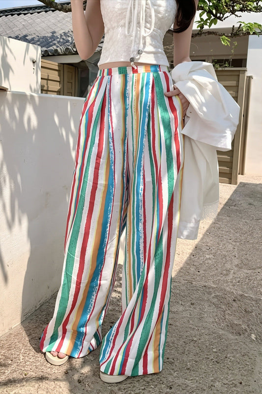 Colorful Stripe High Waist Pants