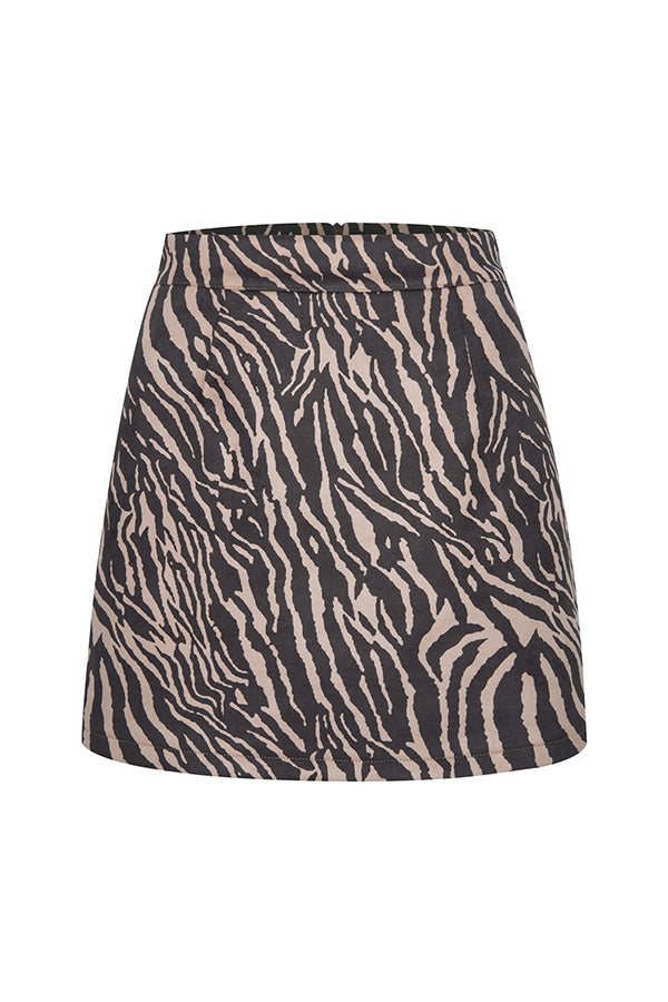High-waist Zipper Autumn and Winter A-line Color Skirt