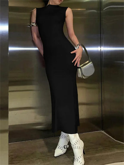 For Sleeveless Maxi Dress Slim Off-shoulder High Street Bodycon Dress Party Gown Summer Maxi Dress