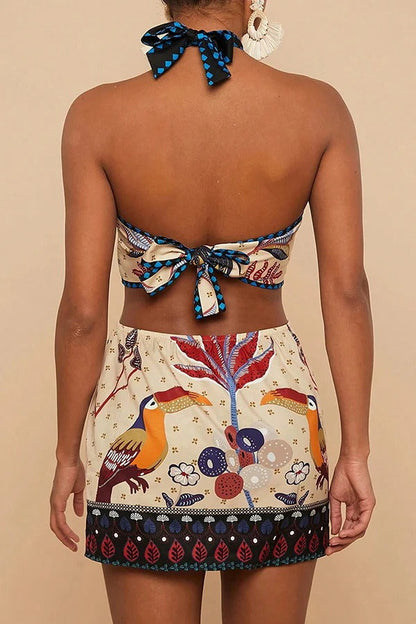 Halter Tie Back Mini Dress
