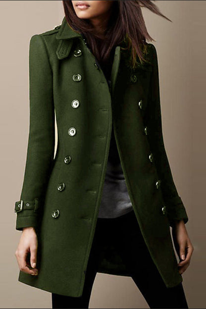 Lapel Long Sleeve Button Coat