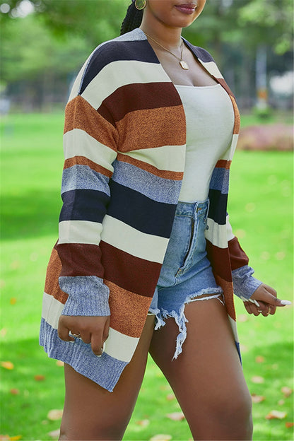 Autumn and Winter Striped Cardigan Coat