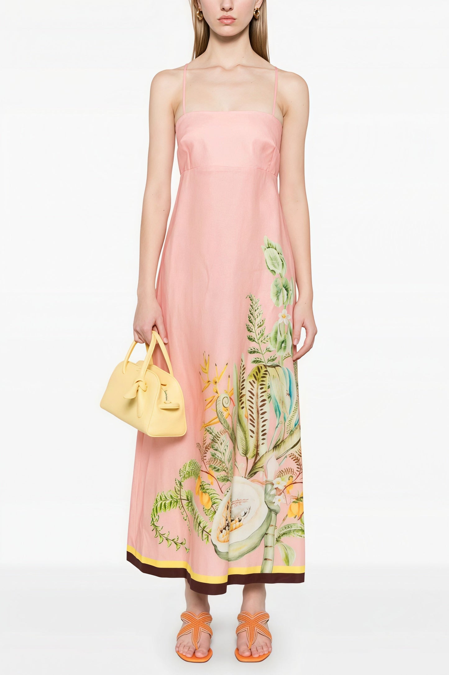 High Waist Print Cami Maxi Dress