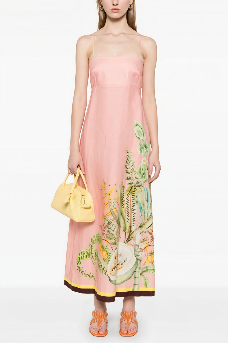 High Waist Print Cami Maxi Dress