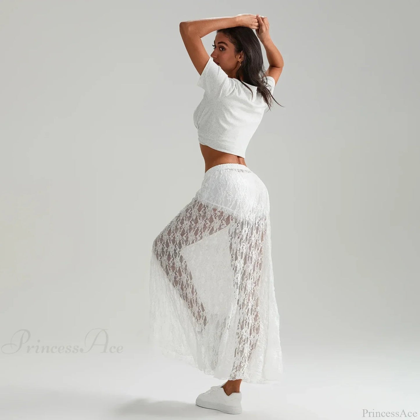 Beachwear Lace Lotus Edge Perspective Long Skirt