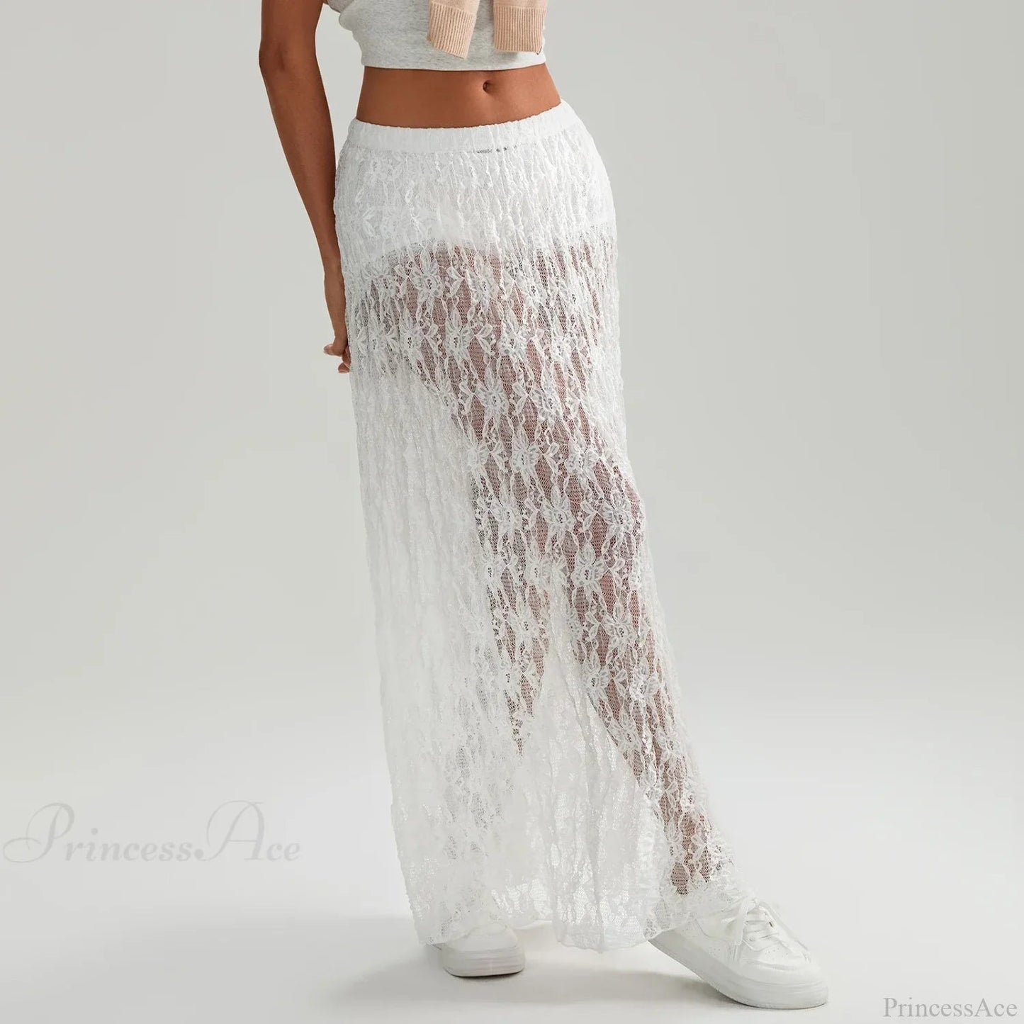 Beachwear Lace Lotus Edge Perspective Long Skirt