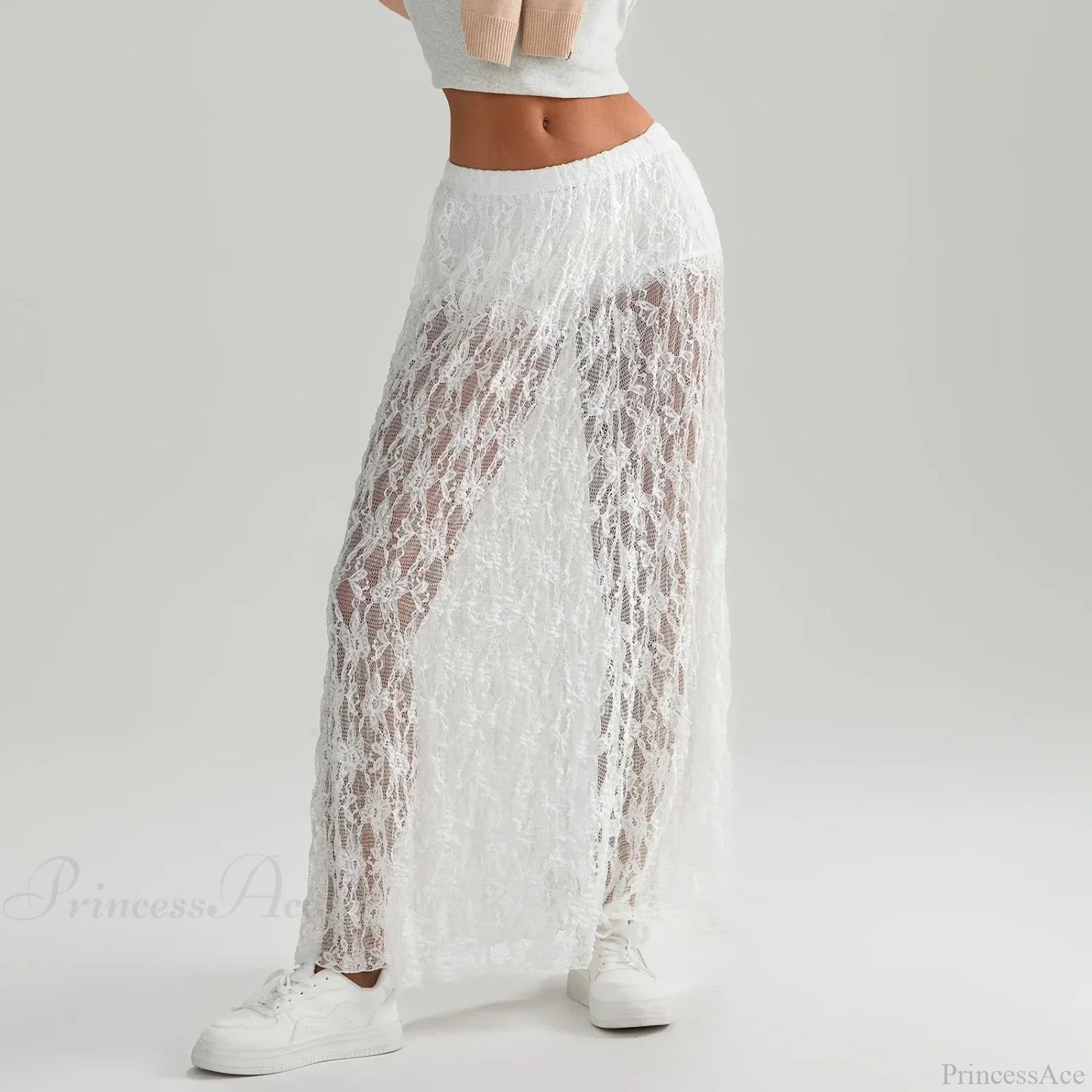 Beachwear Lace Lotus Edge Perspective Long Skirt