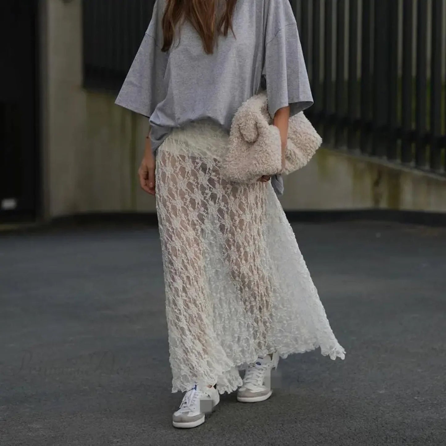 Beachwear Lace Lotus Edge Perspective Long Skirt
