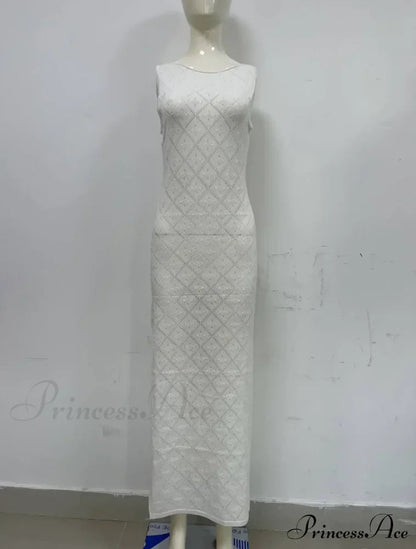 Beachwear Out Knitted Sleeveless Slit Tank Maxi Dress