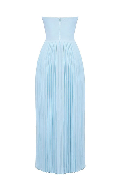 Bella Strappless Pleated Chiffon Maxi Dress