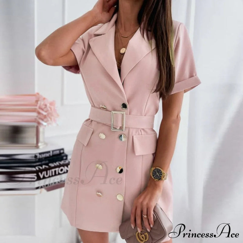 Belted Button Party Dress
