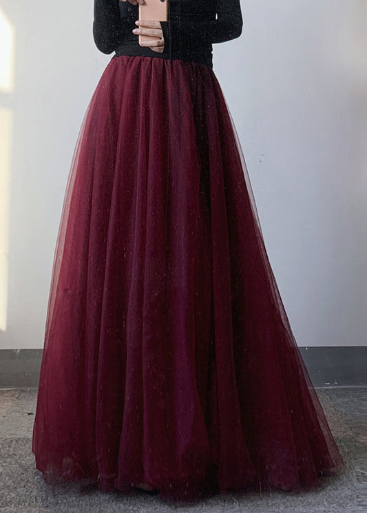 Elastic Mulberry Waist Modern Tulle Maxi Skirt