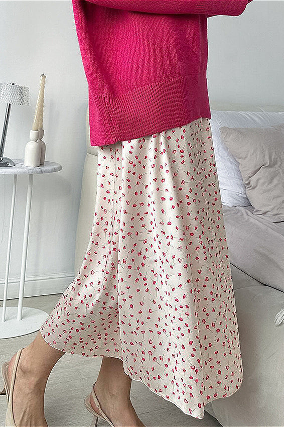 Printed High Waist Fishtail Skirt