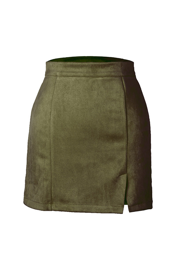 High-waist Zipper Autumn and Winter A-line Color Skirt