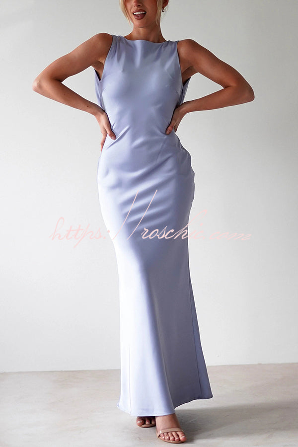 Color Backless Lace-up Slim Maxi Dress