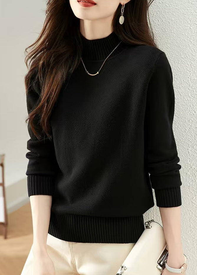 New Black Turtleneck Knit Sweaters Fall Qx032