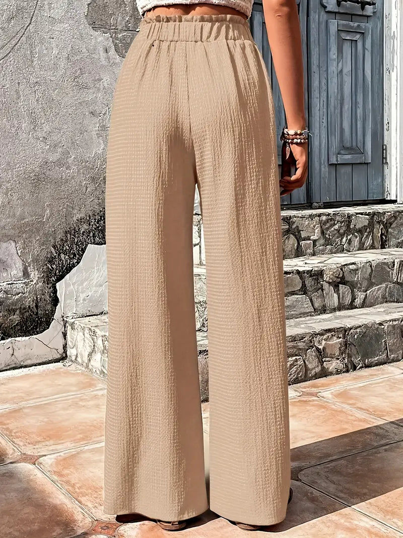 Color Drawstring High Waist Pants