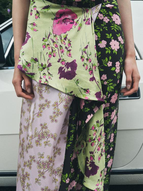 Print Halterneck Backless Maxi Dress