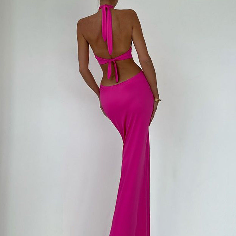 Halter Backless Holiday Maxi Dress