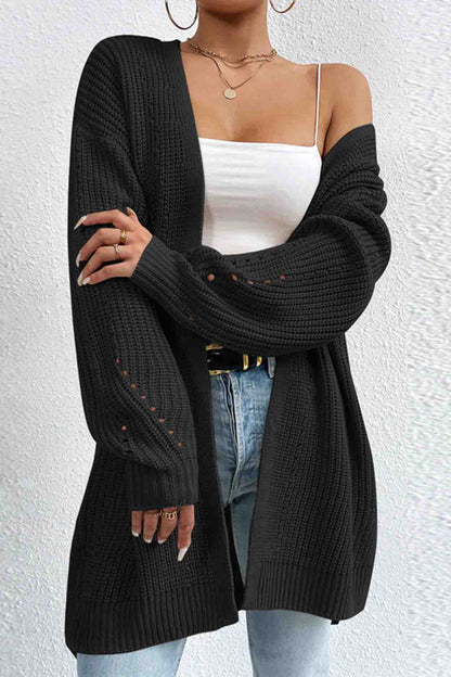 Open Front Mid-length Cardigan