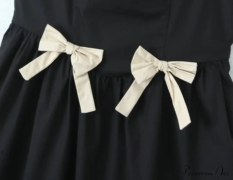 Black Bow Charming Strap Midi Dress