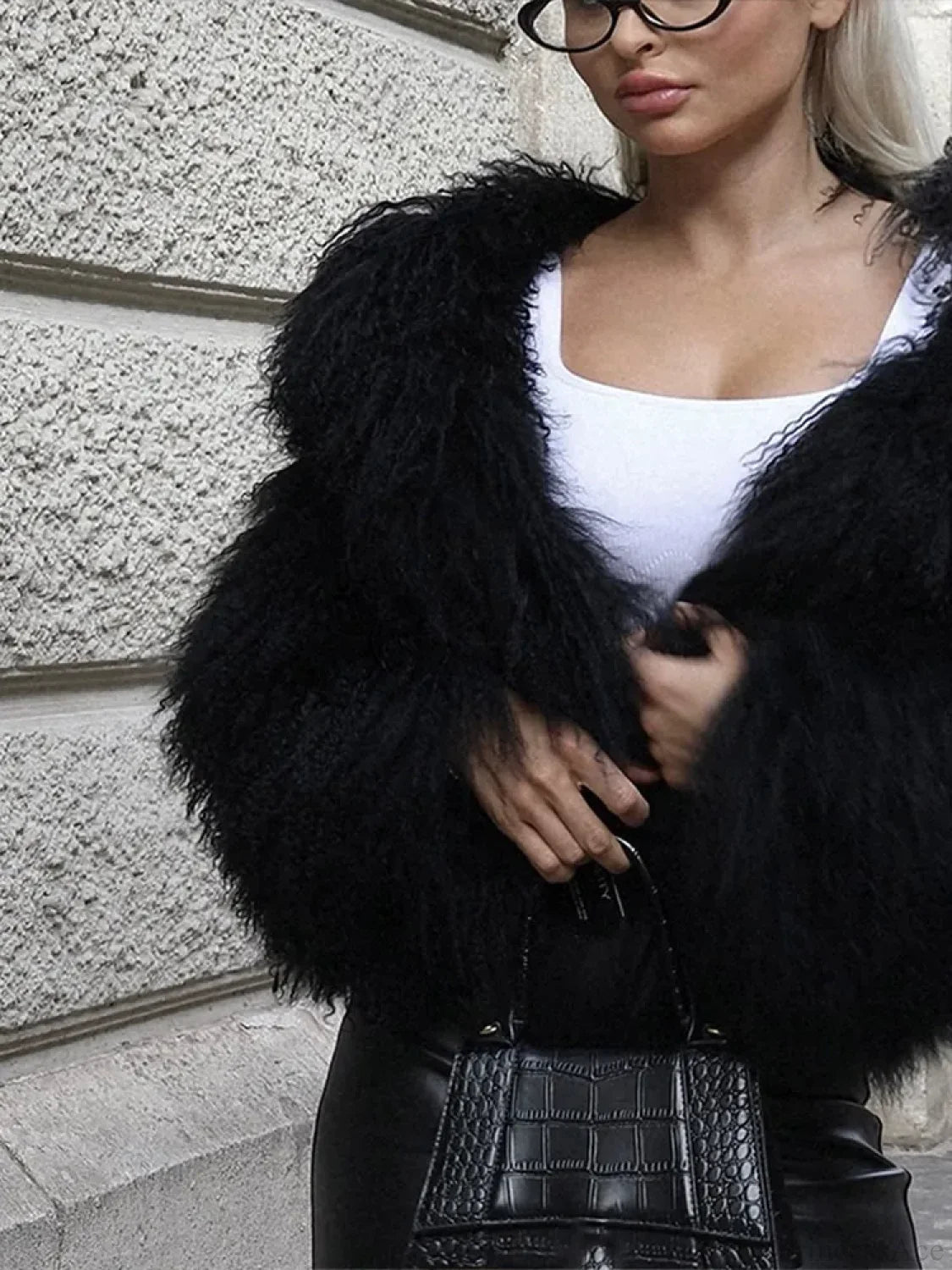 Black Turn Down Collar Coat