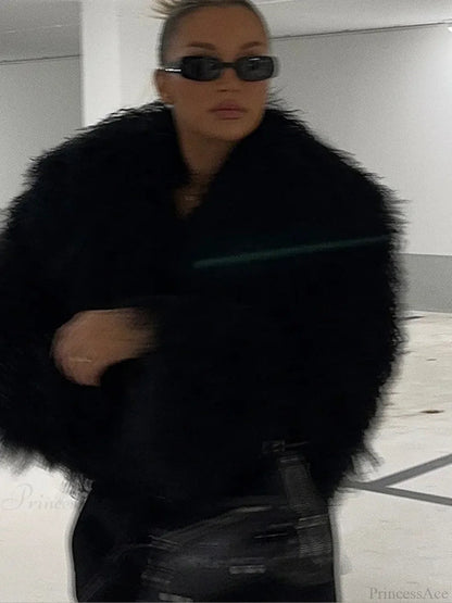 Black Turn Down Collar Coat