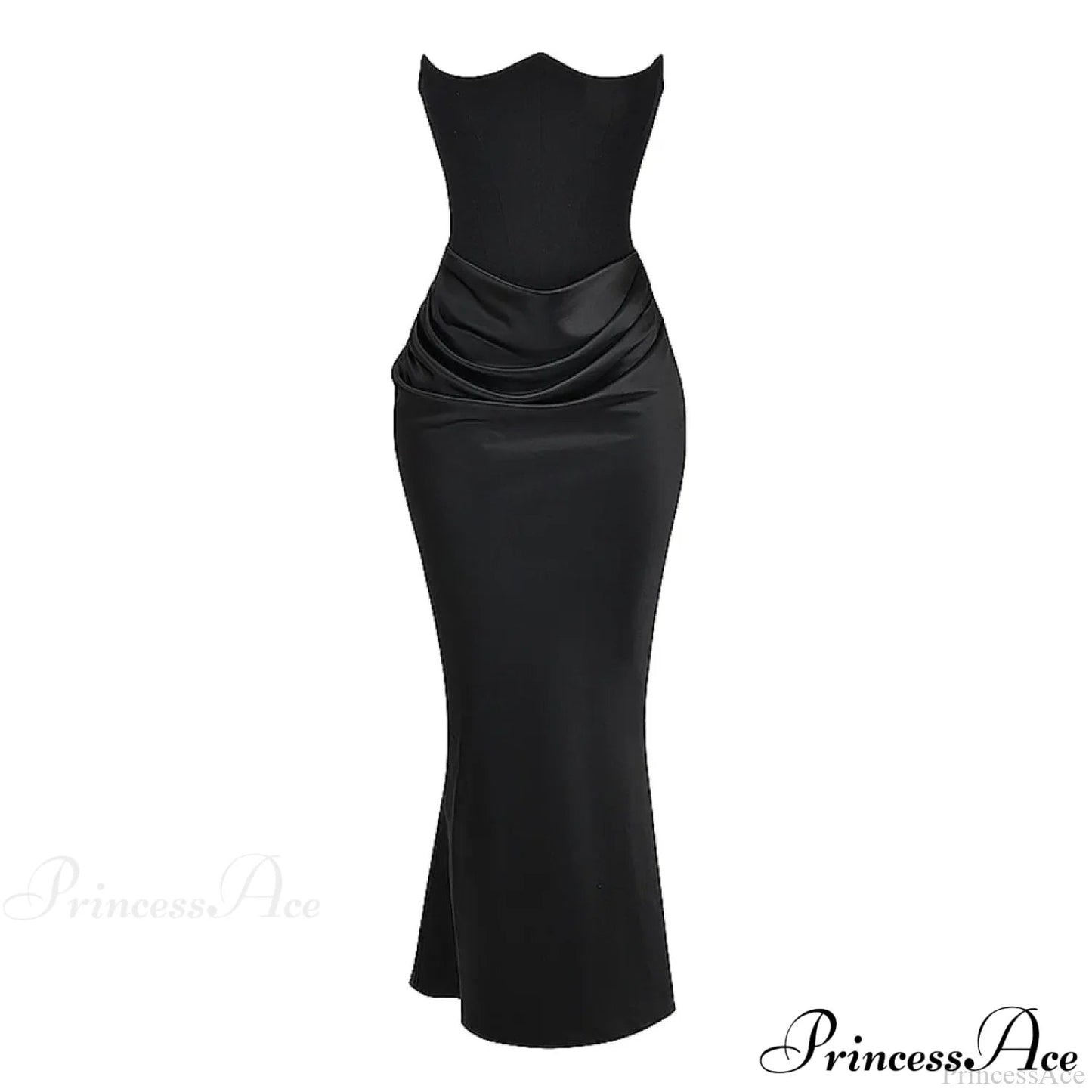 Black Corset Tube Charming Satin Maxi Dress