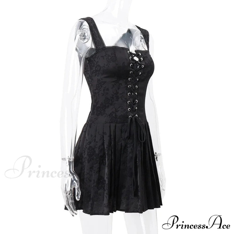 Black Front Stylish Lace-up Mini Dress